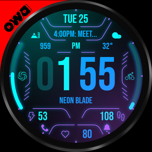 Neon Attack Watch Face 037